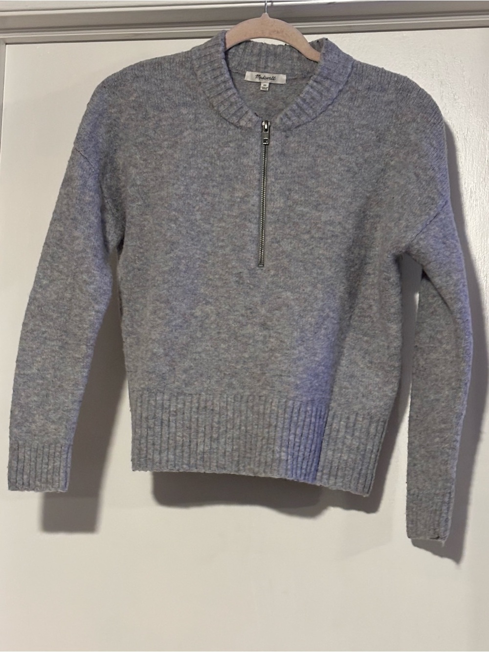 Madewell Heather Gray Half-Zip Crewneck Sweater